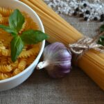 pasta, italian food, cooking, basil, tomato, place for inscription, kitchen, restaurant, yellow, can